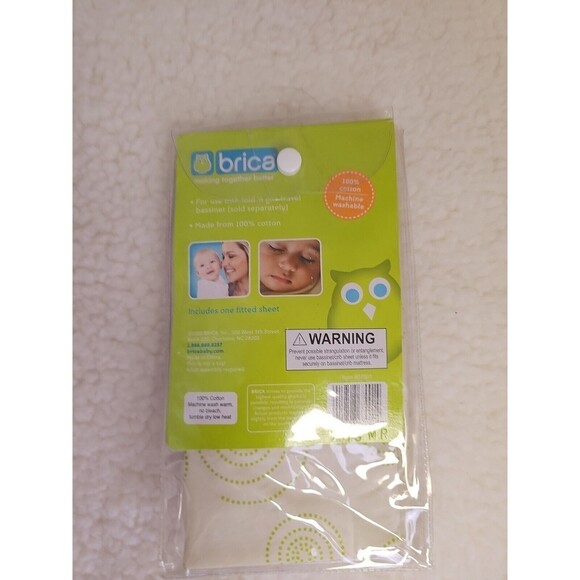 Light Green Brica 100% Cotton Fold n Go TRAVEL Bassinet Sheet - Fitted - Picture 3 of 4